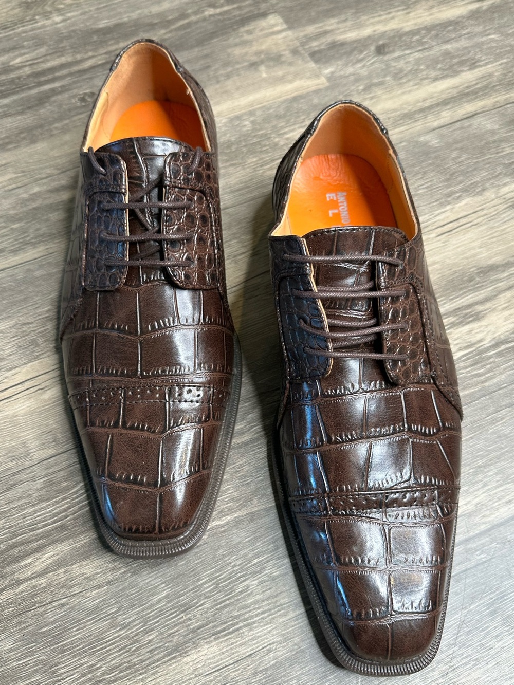 Antonio Cerrelli Elite Brown Croc Embossed Dress Shoes Men’s Size 10.5 Oxford